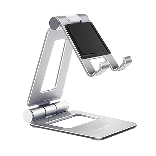 Glazata アルミ製スマホ/タブレット用スタンド 折り畳み式 270°自由調整可能 デスクトップスタンド スマホ タブレット 「シルバー」