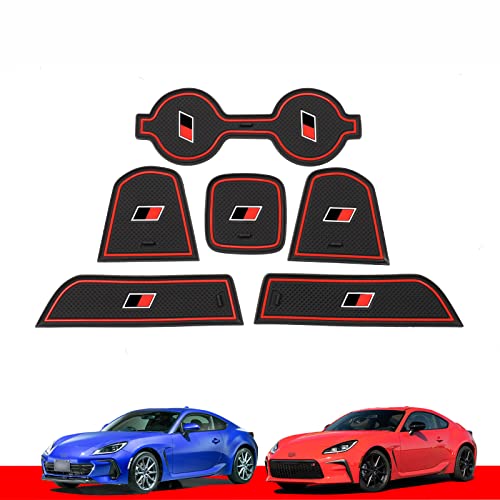 楽天COCO 生活便利グッズsmabee トヨタ GR86 スバル BRZ 専用 2021-2023 ノンスリップマット ラカップスロットマット バーマット 内装パーツ ドアポケットマット 取り付け簡単 インテリア アクセサリー （RED）