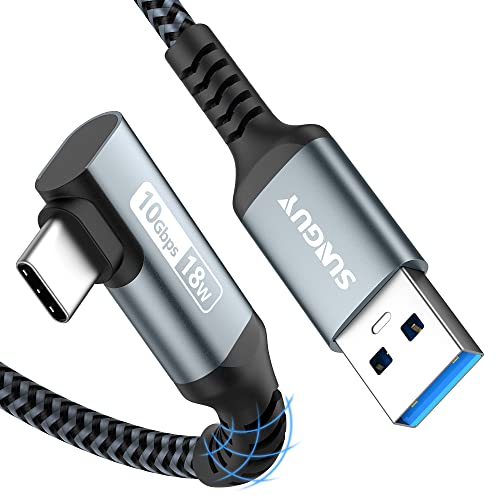 SUNGUY USB Type C ケーブル USB-A to USB-C 0.3M L字 USB3.1 Gen2 タイプC ケーブル 10Gbps データ転送 3A急速充電 Android Auto対応 ナイロン編み Galaxy S22 Ultra/iPad Pro/iPad air/Sony Xperia/Yoga/SSDその他Androidデバイス対応 30cm