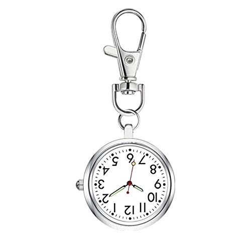 【送料無料】YFFSFDC ナースウォッチ 懐中時計 キーホルダー ポケットウォッチ 見やすく大きい 文字盤 夜光 クオーツ 男女兼用