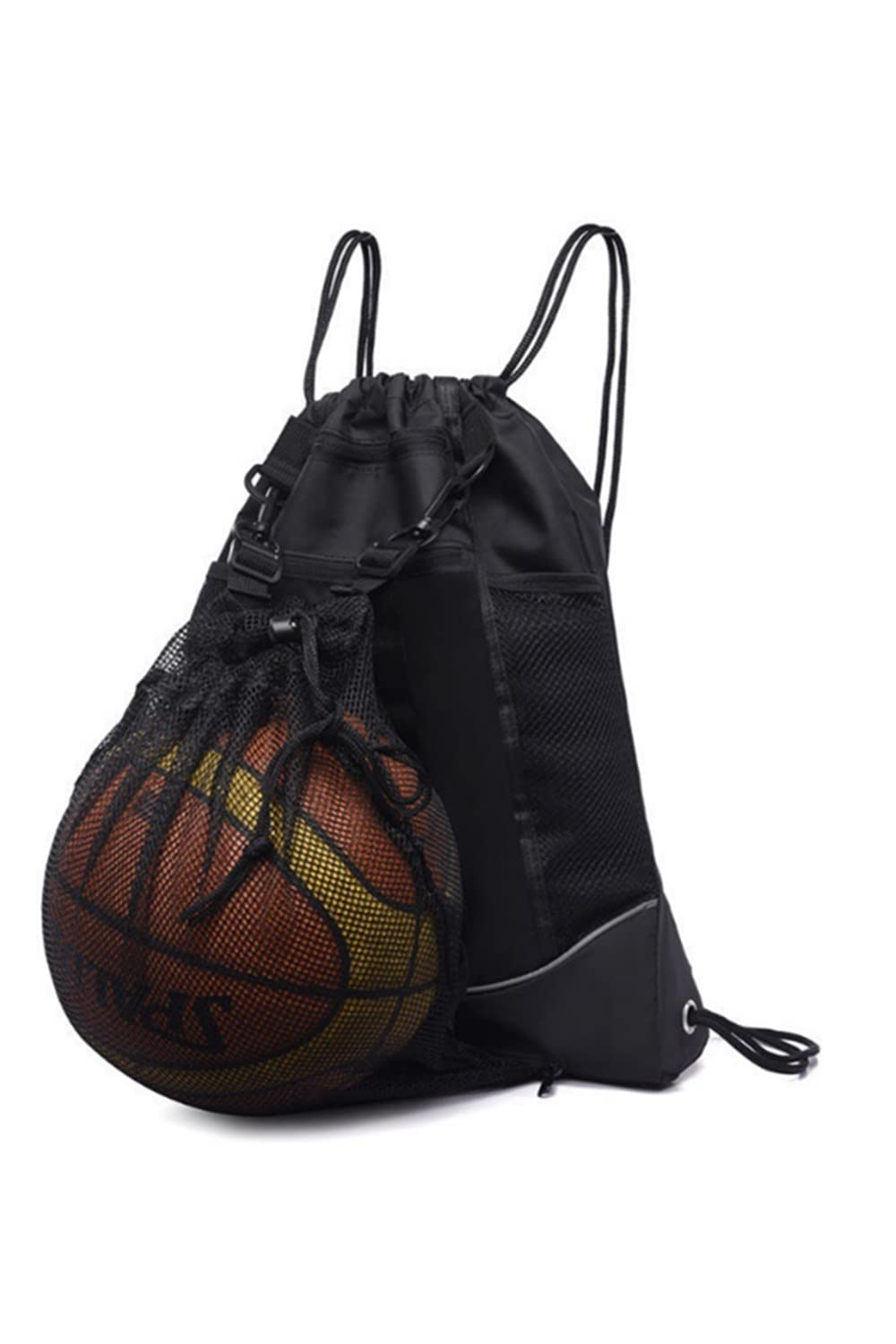 YFFSFDC バスケットボールバッグ バスケ リュック サッカーボールバッグ ボールケース 軽量 便利 多機能 大容量 スポーツバッグ (ブラ..