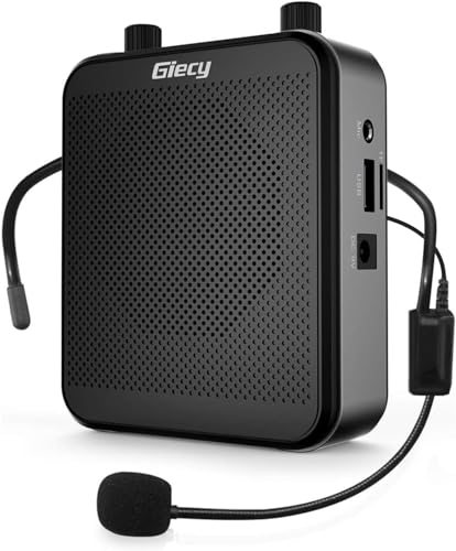 Giecy 拡声器ポータブル小型メガホン30W 2800mAh USB microSD 対応 拡声器ハンズフリー 付スピーカー 有線ヘッド マイク付き イベント 講演 運動会 選挙 防災用 店頭販売 観光ガイドなどに最適！ (G 300)