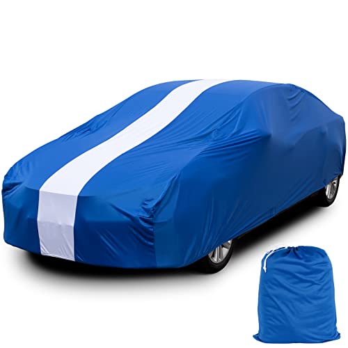 Favoto 車カバー 屋内用車カバー 室内用/車庫内用 ストレッチ素材 汚れ/キズがつきにくい 高い通気性 収納袋付き 汎用サイズ ブルー