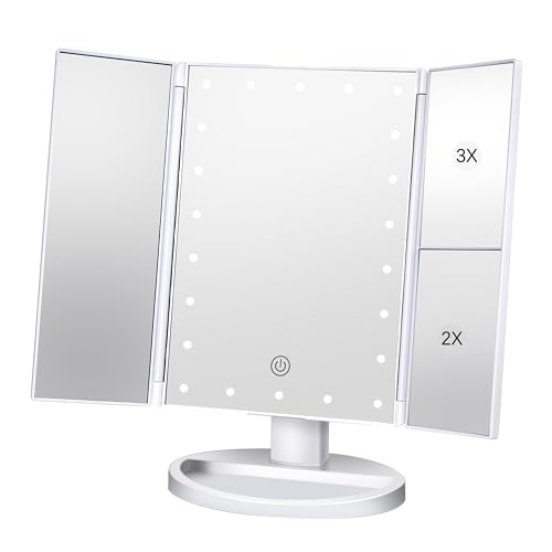 Vidafelic 化粧鏡 卓上 化粧ミラー 鏡 21個LED 拡大鏡 2/3倍 明るさ調節可能 1 ...