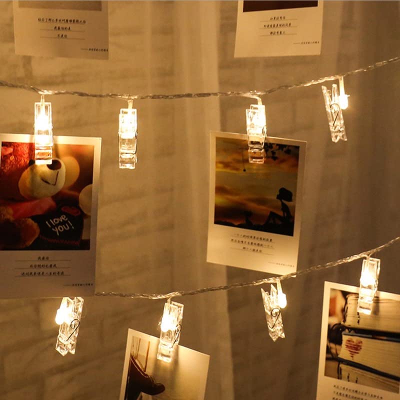 LIHAO フォトクリップ 写真 飾り ライト 5M 50球 誕生日 ライト 壁掛け 写真 アート コラージュ メモ クリップ LEDストリングライト装飾 飾り付け 電池式