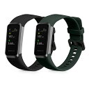 COCO å㤨[kwmobile] Straps Compatible with Huawei Band 4 Straps - 2x Replacement Silicone Watch Bands - Black/Dark GreenפβǤʤ1,872ߤˤʤޤ