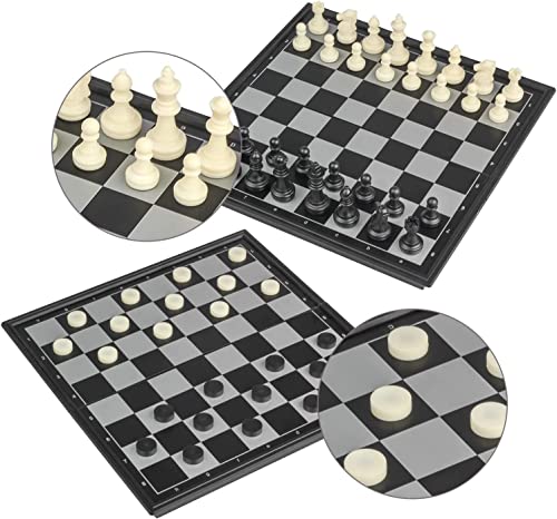 Andux 折り畳み式マグネット式ツーインワン 2-In-1 チェスボードゲームセット チェスとチェ ...