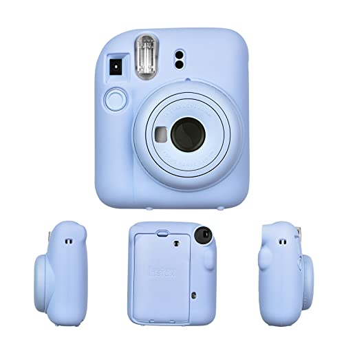 HIYQIN 富士フイルムチェキmini 12ケース,instax mini 12ケース シリコン製 旅行 耐衝撃 チェキ12ケース シリコンジャケット 保護カバー（ブルー）