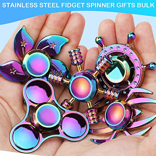 Fidget Spinner 指先スピナー、メタルフォーカス減圧玩具、ステンレス鋼指先スピナー圧力緩和キューブ、興味深いスパイラルツイストADHD、子供と大人に適したEDC抗不安ギフト