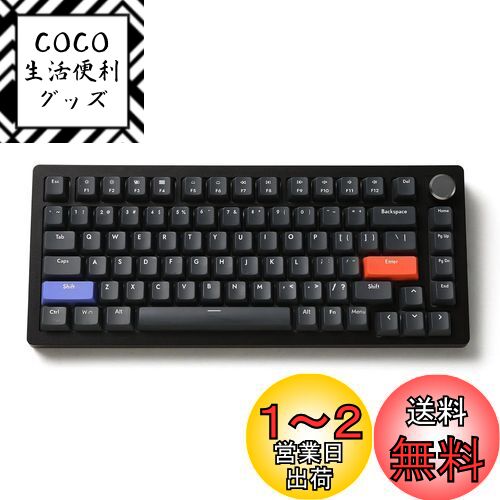 DrunkDeer A75 ラピッドトリガー キーボード メカニカル TKL 磁気スイッチRGB 有線 USB コンパクトゲーミング用 82キー ノブ付き ゴースト防止 こぼれ防止 ブラック