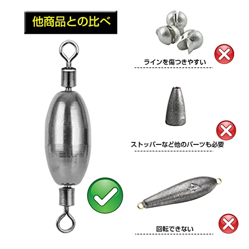 AMYSPORTS ぶっこみ 中通し 中 おもり 釣り クッション リグ テキサス シンカー フィッシング ナツメ タル付き 穴釣り シャックリ釣り エギング 根魚 ロックフィッシュ #3 (3.5g) 15個