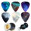 Jasenna ギターのピック 12枚セット ベース ギター用のピック スタイリッシュ プレクトラム 弦楽器 プラスチック製 収納ケース付き 滑り止め 軽量 耐...