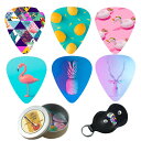 Jasenna ギターのピック 12枚セット ベース ギター用のピック スタイリッシュ プレクトラム 弦楽器 プラスチック製 収納ケース付き 滑り止め 軽量 耐...