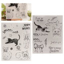 PAVIKE クリアスタンプ (2枚セット) シリコンスタンプ 透明スタンプ 可愛い猫 ブッキング用 DIY フォトアルバム装飾カード作成エンボスゴムスタンプク...