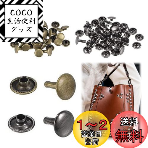 PAVIKE 両面カシメ レザークラフト材料 100組セット リベットパーツ カシメパーツ 2色 バネホック DIY手作り レザークラフトパーツ 靴、バッグ、ズボンに最適 (頭径6mmx足径6mm)