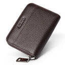 小銭入れ メンズ 本革 コインケース カードケース YKK L字ファスナー コンパクト 財布 (ブラウン)