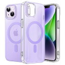 JETech iPhone 14 6.1インチ用 ケース MagSafe対応 かわいい ユニーク 美しいデザイン 半透明バック 耐衝撃スマホカバー (パープル)