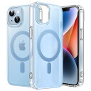 JETech iPhone 14 6.1インチ用 ケース MagSafe対応 かわいい ユニーク 美しいデザイン 半透明バック 耐衝撃スマホカバー (ブルー)