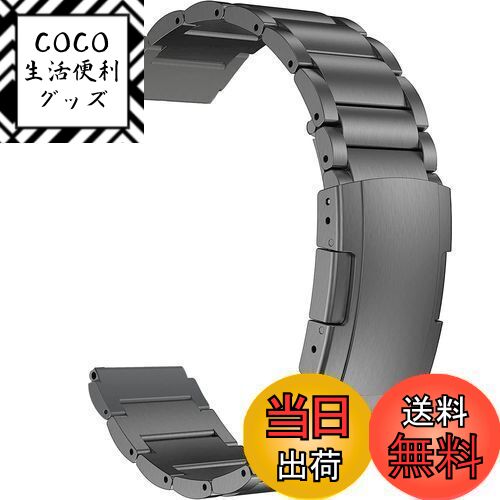 【送料無料】MaKTech チタンバンド、20mm軽量ワンピースメタルリンクブレスレット、Samsung Galaxy Watch 7 FE 6 5 4,40/42/43/44/45/46/47mm,Huawei GT 4/3-41/42mmに対応 (スペースグレイ)