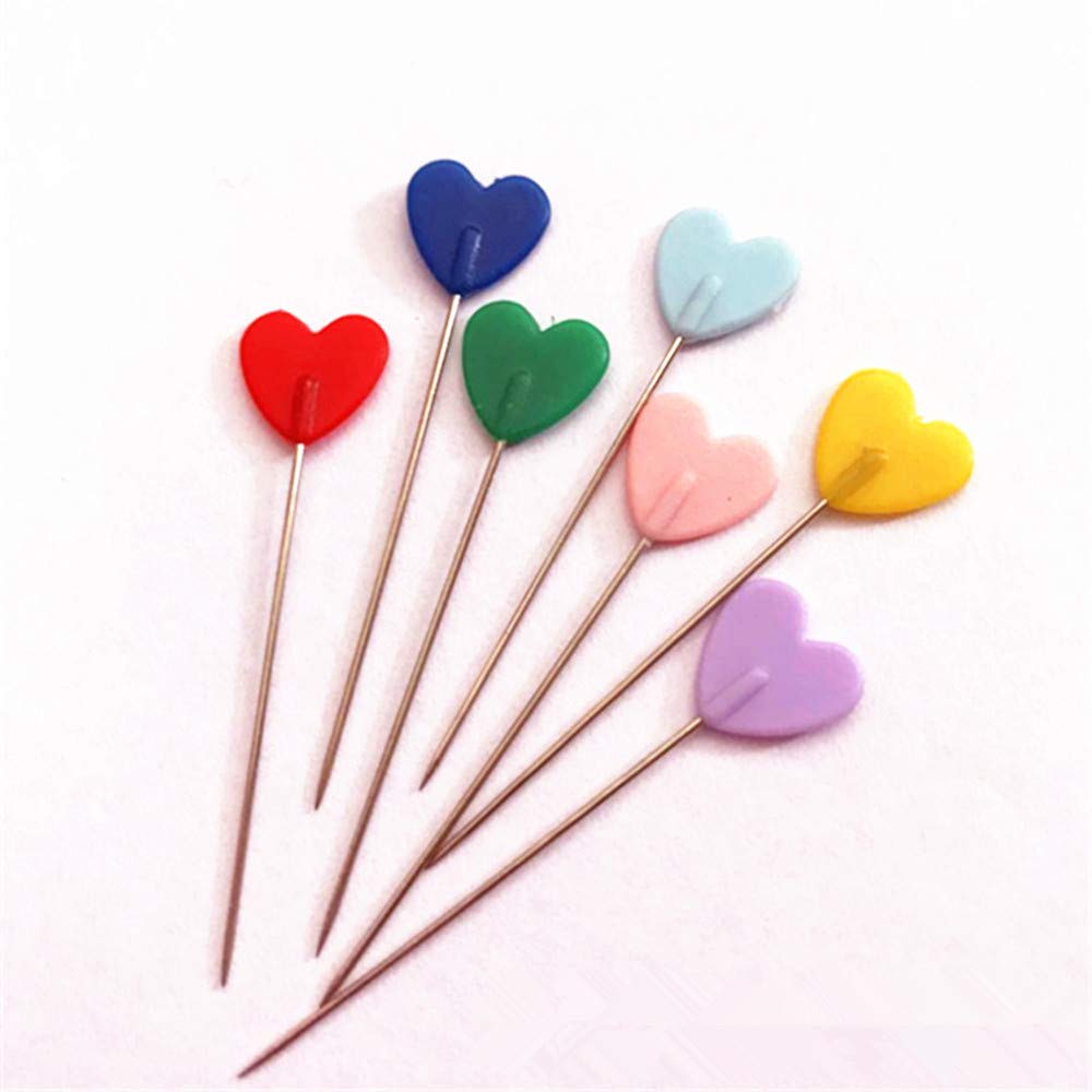 【送料無料】Kingsie まち針 100本セット 可愛い 待ち針 縫製ピン ケース付き 和裁 洋裁 縫製道具 手芸用品 (ハート)