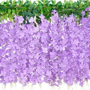 Lakymisy 藤の花 2本入 造花 藤ガーランド つる ふじのはな 10枝花/本 藤 シルク造花 春の飾り 庭園飾り 手作り花輪 母の日 写真撮影 壁掛け ...