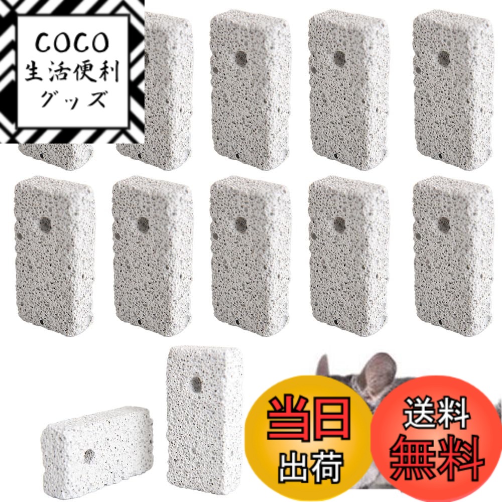 【送料無料】BIUTEFOR チンチラ 歯磨き 噛む石 長方形 【12個入】 天然の火山石 ハムスター、ウサギ、チンチラなどのげっ歯類に最適