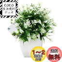 TOSSOW 人工観葉植物 造花 フェイクグリーン フェイク観葉植物 四方鉢 インテリア プレゼント 緑と白い葉