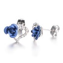 Yoursfs 青 薔薇 ピアス レディース 人気 ハートピアス ブルー 薔薇 18金 イヤリング レディース アクセサリー