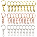 YFFSFDC キーホルダー金具3色30個入り回転カン付き ハンドメイド キーリング アクセサリー DIY 手芸用品 パーツ ゴールドシルバーローズゴールド