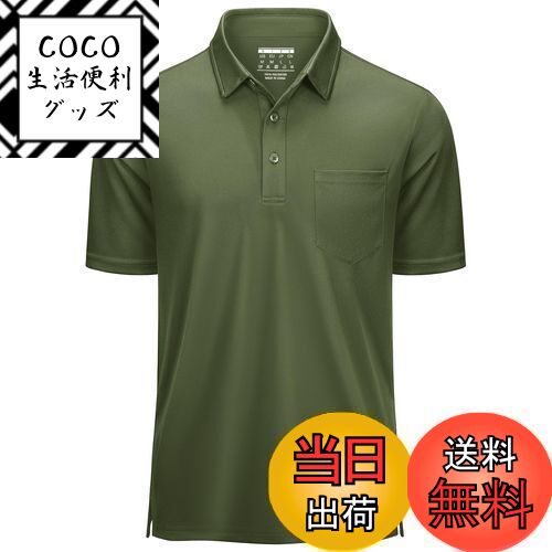 【送料無料】[KEFITEVD] ポロシャツ メンズ 半袖 速乾tシャツ 夏用 作業着 ポリエステルシャツ ポケッ..