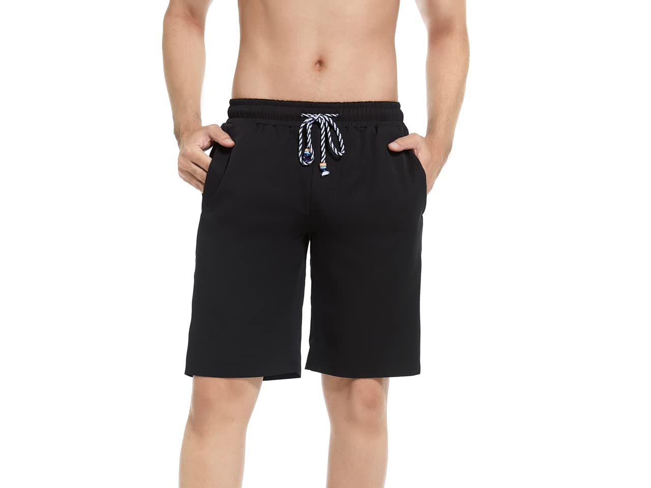 【送料無料】 ビーチパンツ サーフパンツ メンズ レディンス 子供 カップルペアルック 親子お揃い 海水パンツ ボードショーツ スイムウェア 水陸両用 速乾水着 UPF50+ UVカット99.9％ 色：メンズ 黒、サイズ：L