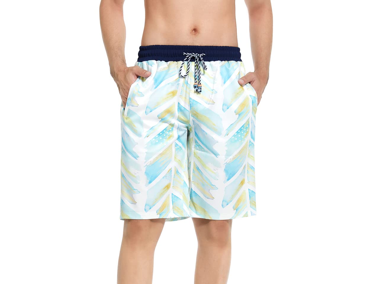 【送料無料】 ビーチパンツ サーフパンツ メンズ レディンス 子供 カップルペアルック 親子お揃い 海水パンツ ボードショーツ スイムウェア 水陸両用 速乾水着 UPF50+ UVカット99.9％ 色：メンズ 虹の木の葉、サイズ：M