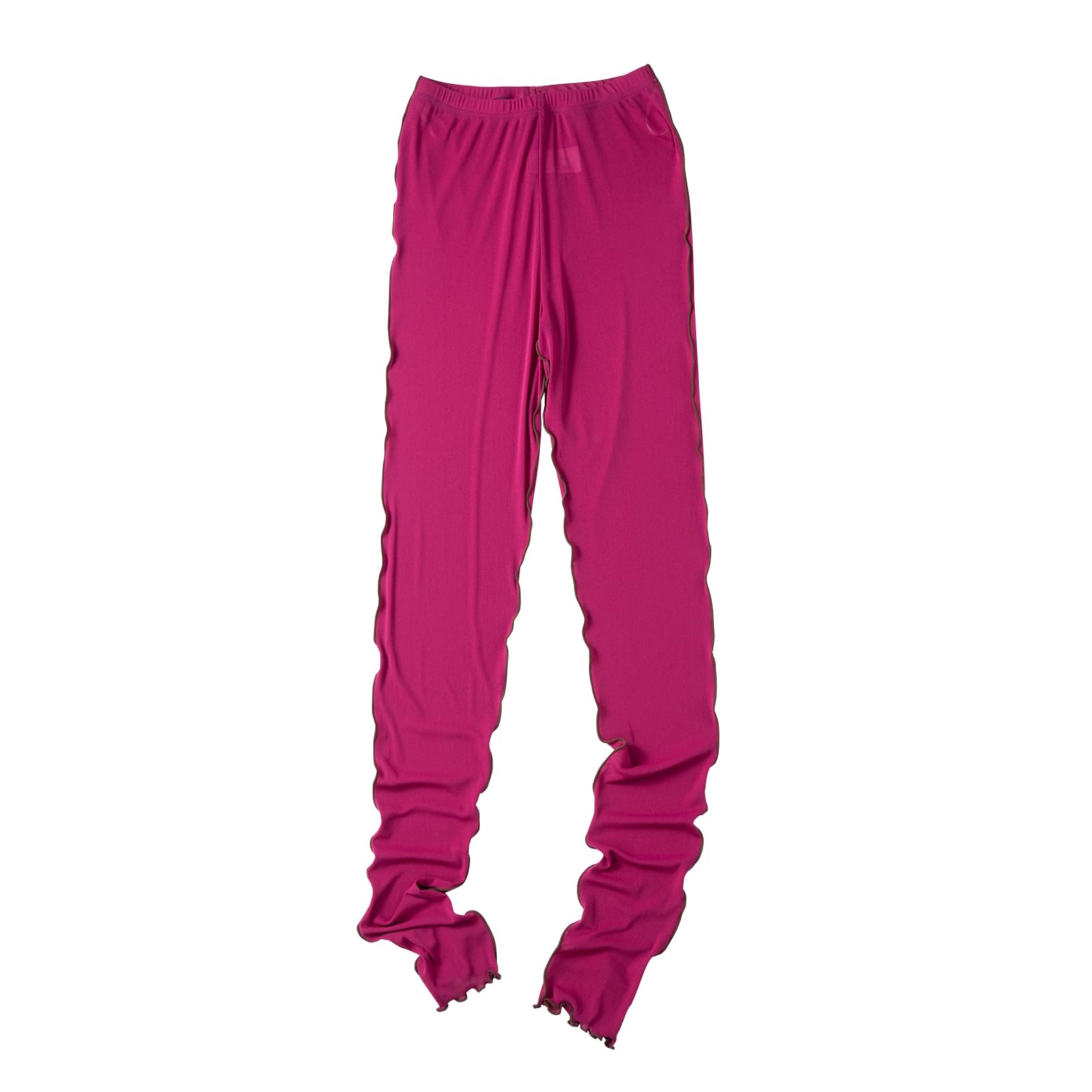 【送料無料】 重ね着スタイル 配色メローシアーレギンスレギンス ロング丈 レディース インナー ボトムス メロウ メッシュ 透け感 くしゅくしゅ 選べるM～3Lサイズ展開 色：ローズ、サイズ：LL-3L