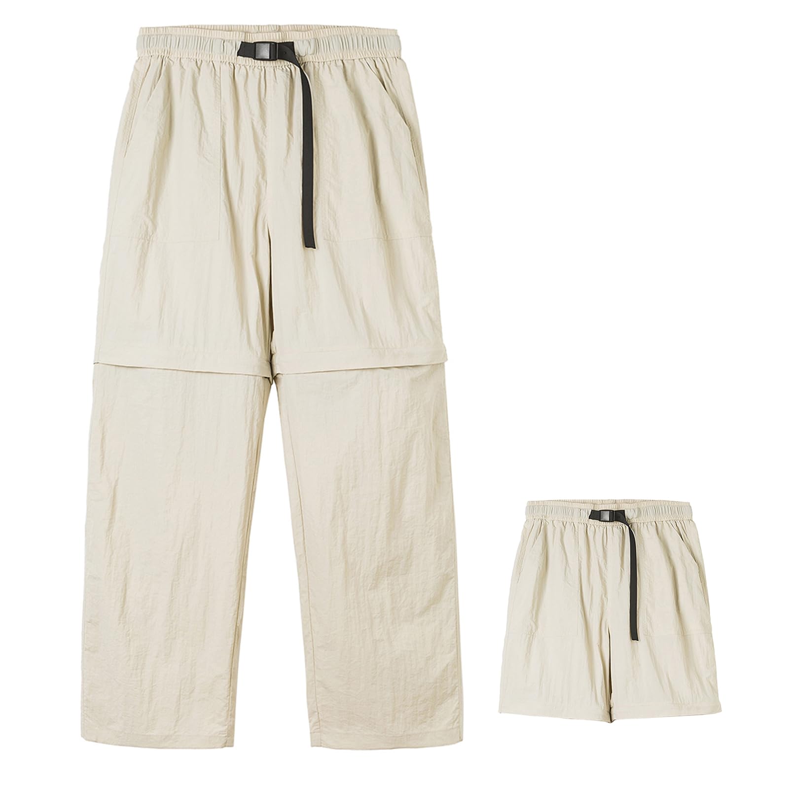 【送料無料】 ズボン アウトドアパンツ ワイドパンツ ロングパンツ ハーフパンツ ショートパンツ 裾着脱 2way 撥水 通気性 無地 アウトドア メンズ レディース CK2372 色：ベージュ、サイズ：3XL
