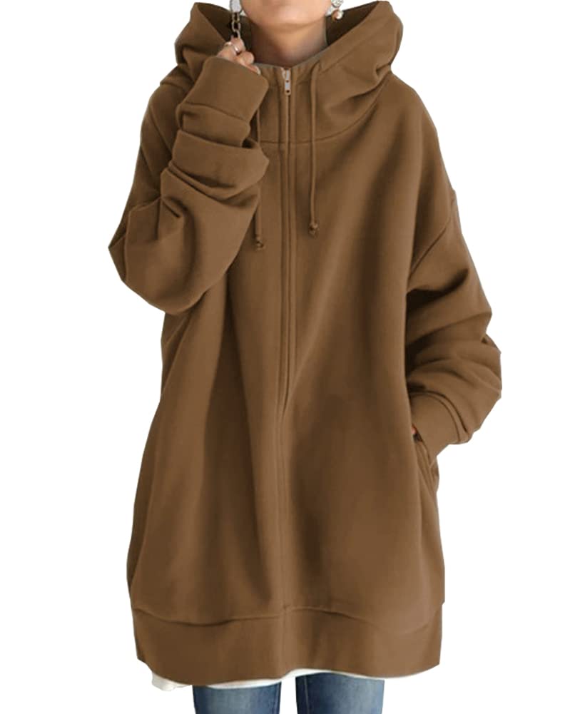 【送料無料】 ロングパーカー パーカー レディース アウター トップス 裏起毛 ゆったり ロング丈 ジッ..