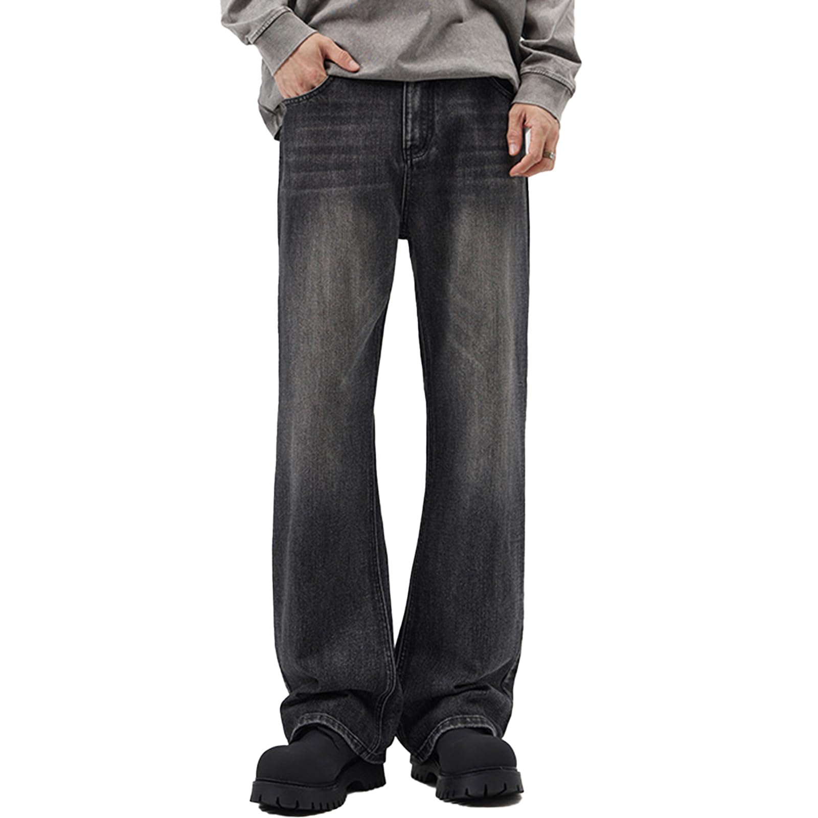 【送料無料】 ジーンズ デニムパンツ デニムフレアパンツ ジーパン フレアパンツ パンツ デニム 大きいサイズ ゆったり カジュアル アメカジ 春 秋 オールシーズン レディース メンズ CK8606 色：ブラック、サイズ：M