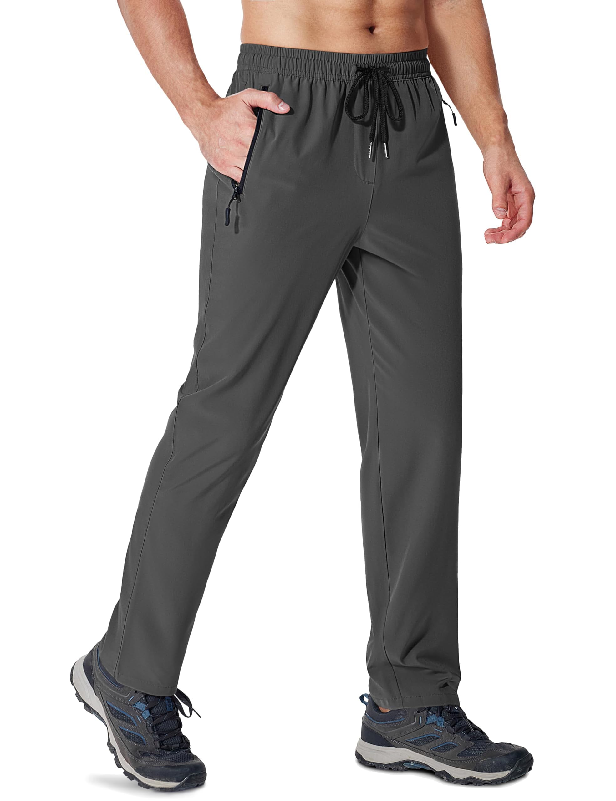 【送料無料】 ジャージ メンズ 下 ランニングパンツ スポーツウェア 吸汗速乾 通気 撥水 ストレッチパンツ トレーニング ジム ボトムス 春夏秋 色：ダークグレー、サイズ：L