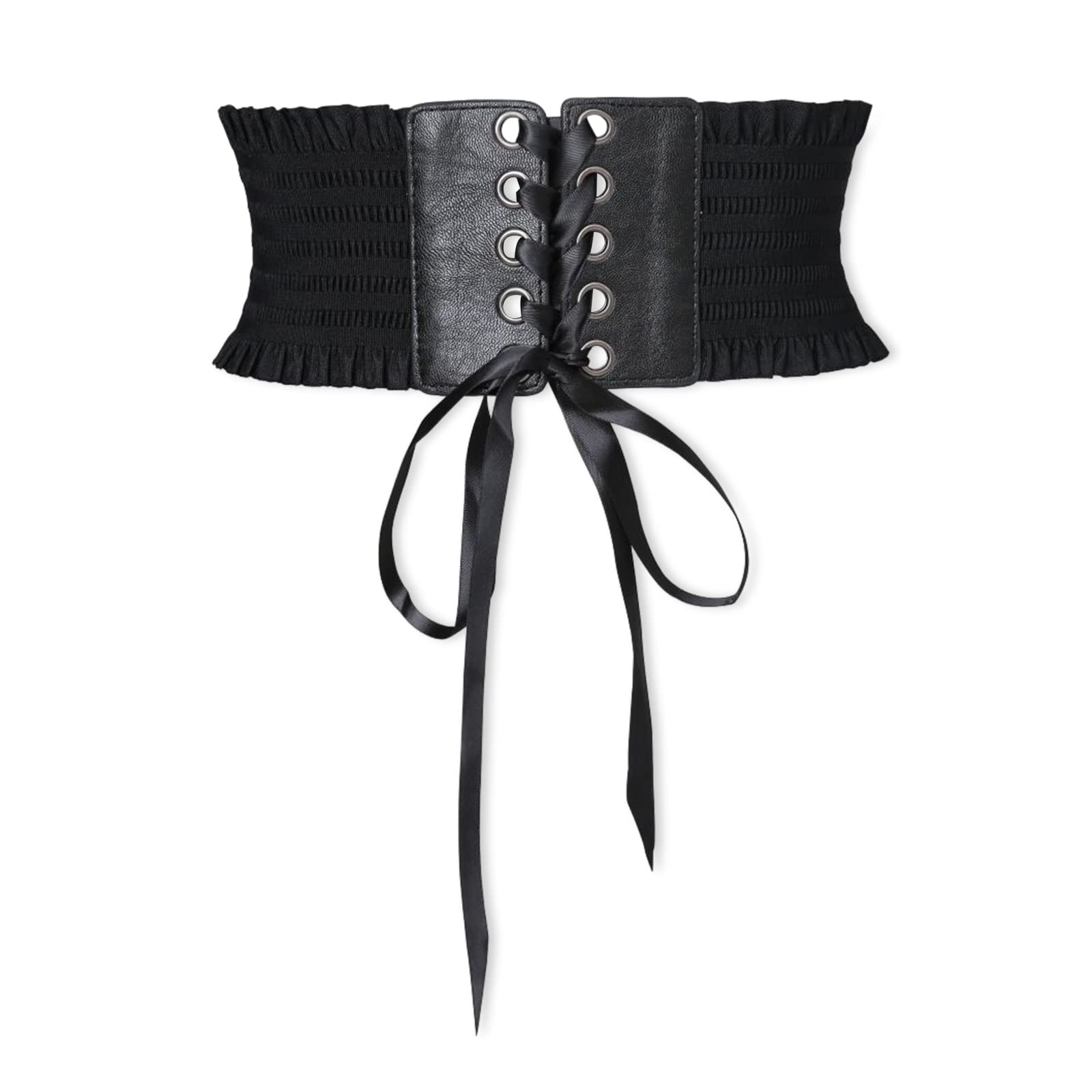 【送料無料】 レースアップ コルセット ベルト レディース 幅広 ベルト 弾性 スナップボタン ファッシ..