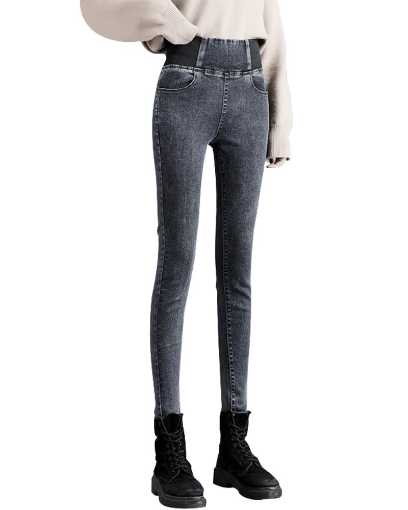 【送料無料】 デニムパンツ ジーンズ レディース ゆったり ストレート ウエストゴム ハイウエスト 体型カバー 着痩せ ブルー ズボン ロングパンツ 色：ハイウエスト-グレー、サイズ：XL