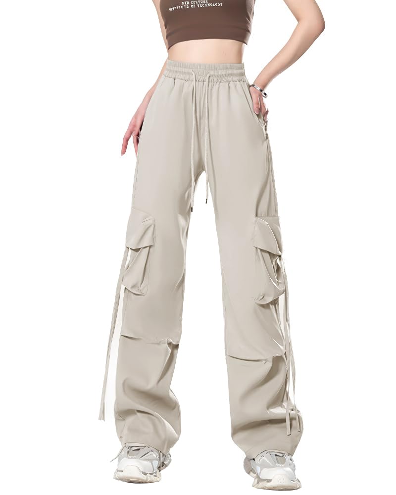 【送料無料】 カーゴパンツ レディース ロングパンツ ウエストゴム 調整紐 リラックスパンツ スウェッ..