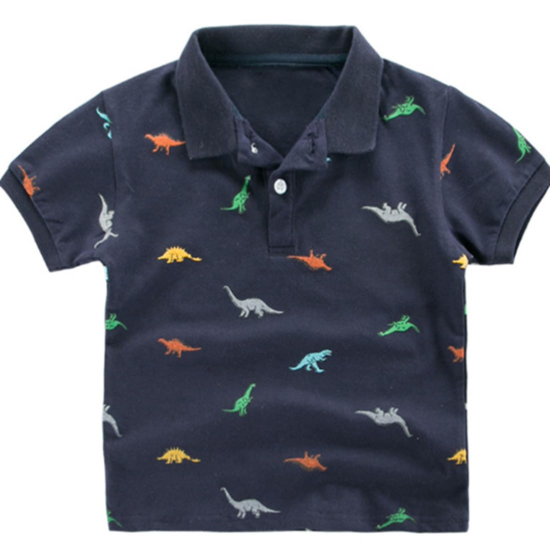 【送料無料】 キッズ シャツ 男の子 半袖 襟付き ポロシャツ 子供 ボーイズ Tシャツ スクール トップス 春夏服 ベビー ポケット付 通園通学 色：ネイビー、サイズ：100