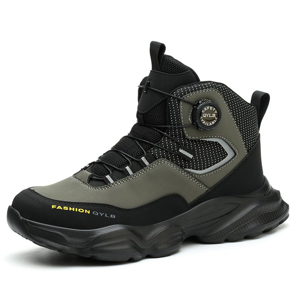 【送料無料】 安全靴 ハイカット ダイヤル式 防水 作業靴靴 革 軽量 ブーツタイプ メンズ レディース 踏み抜き防止 鋼先芯入り おしゃれ 耐滑 耐摩耗 色:...