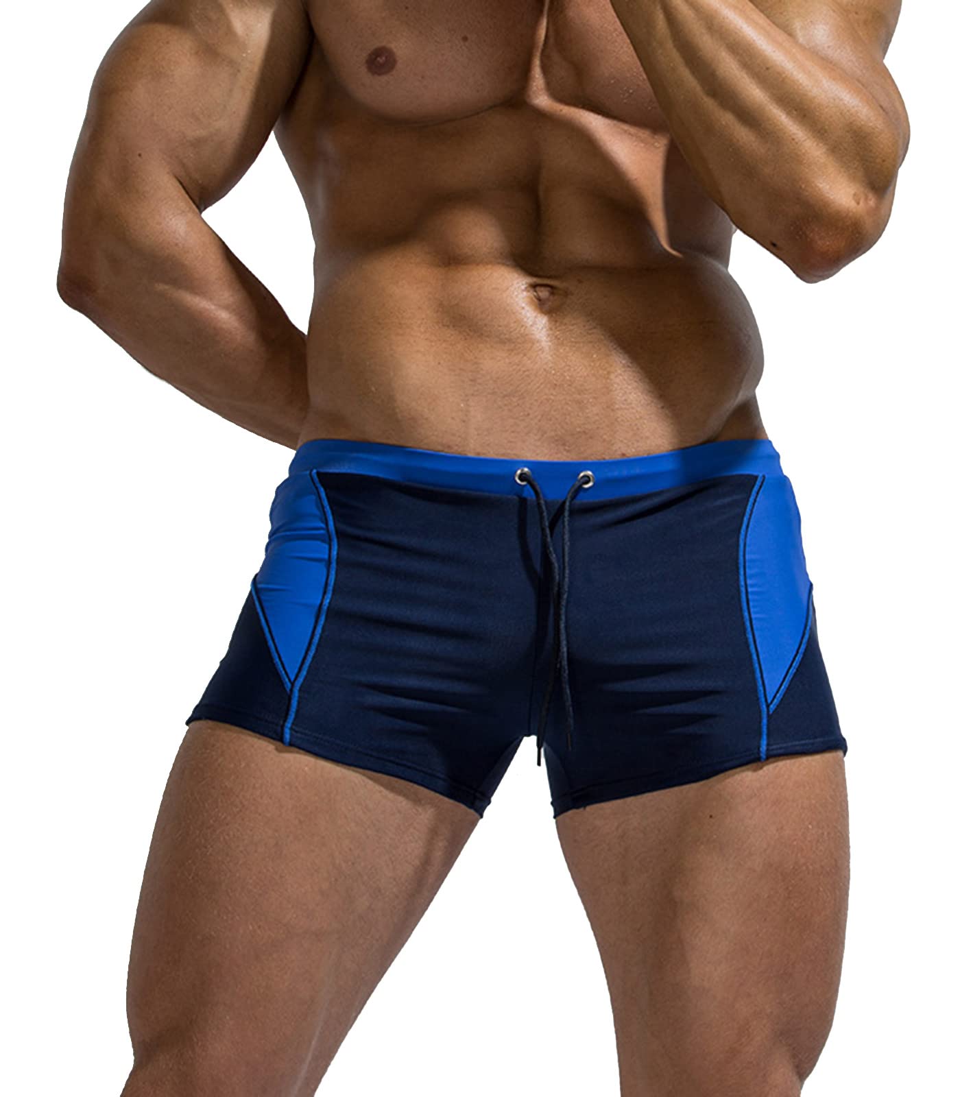 【送料無料】 メンズ 水着 スイムパンツ サーフパンツ 体型カバー 水泳パンツ 競泳水着 海水パンツ ローライズ 色：01ブルー、サイズ：L