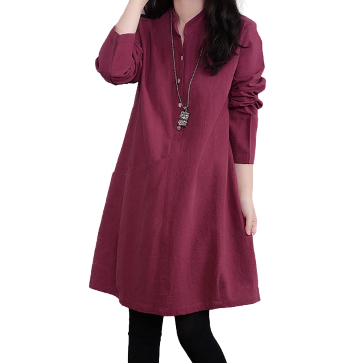 【送料無料】 レディース チュニック おしゃれ シャツ ブラウス 長袖 膝丈 ワンピース スキッパー かわ..