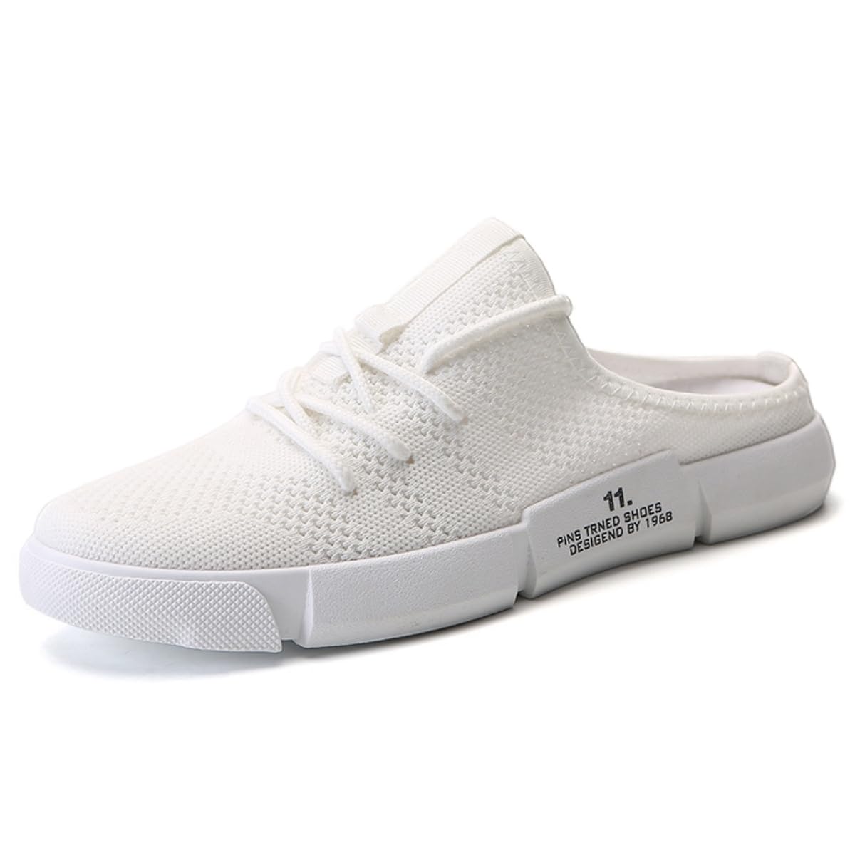 【送料無料】 楽に履ける スリッポン かかとなし メンズ 靴 お洒落 スニーカー メッシュ サンダル 通気性 防滑 歩きやすい クッション性 色:ホワイト、サイ...