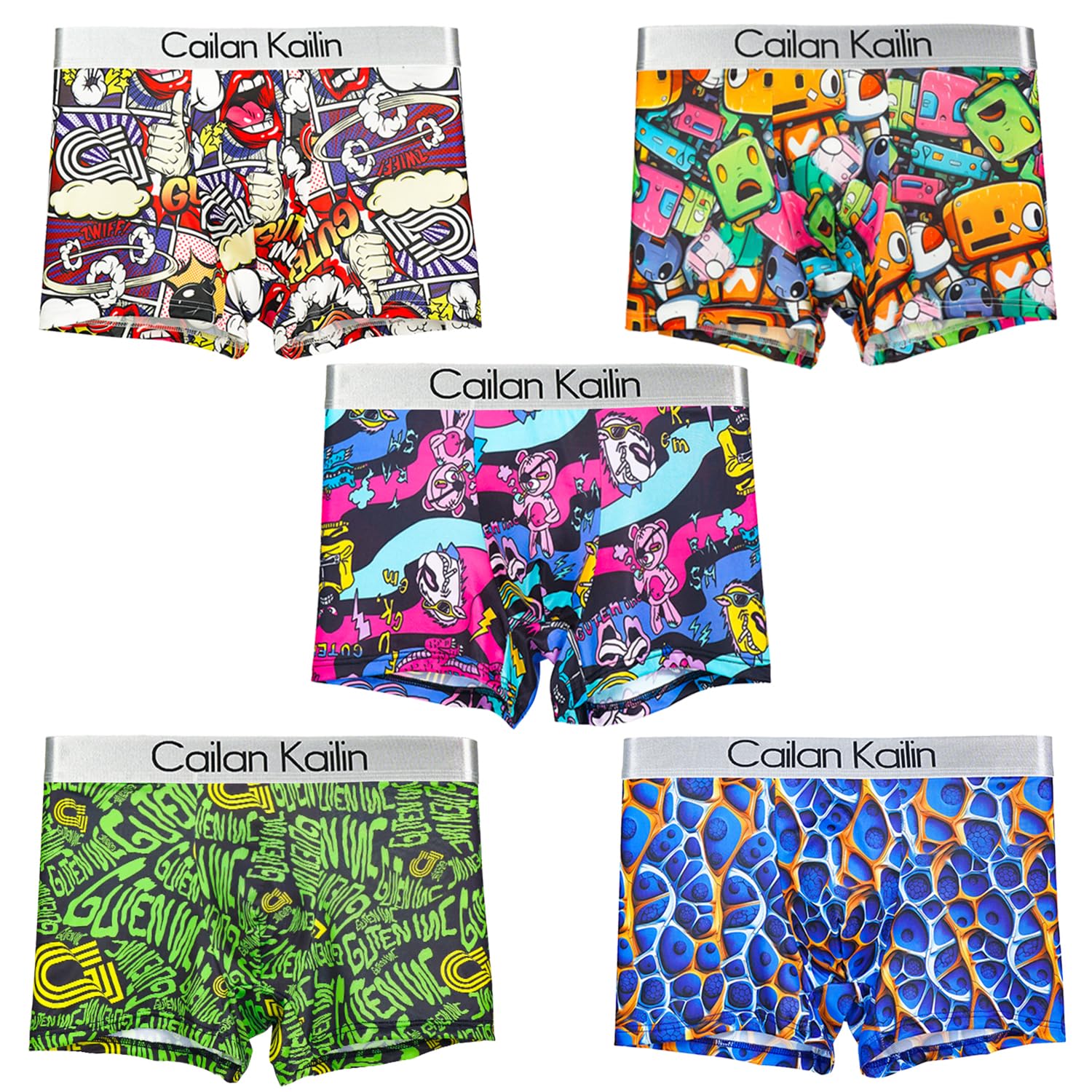 【送料無料】 ボクサーパンツ メンズ 下着 5枚セット 前閉じ 通気 吸水速乾 抗菌防臭 ボクサーブリーフ ローライズ 色：C12-5枚組、サイズ：L