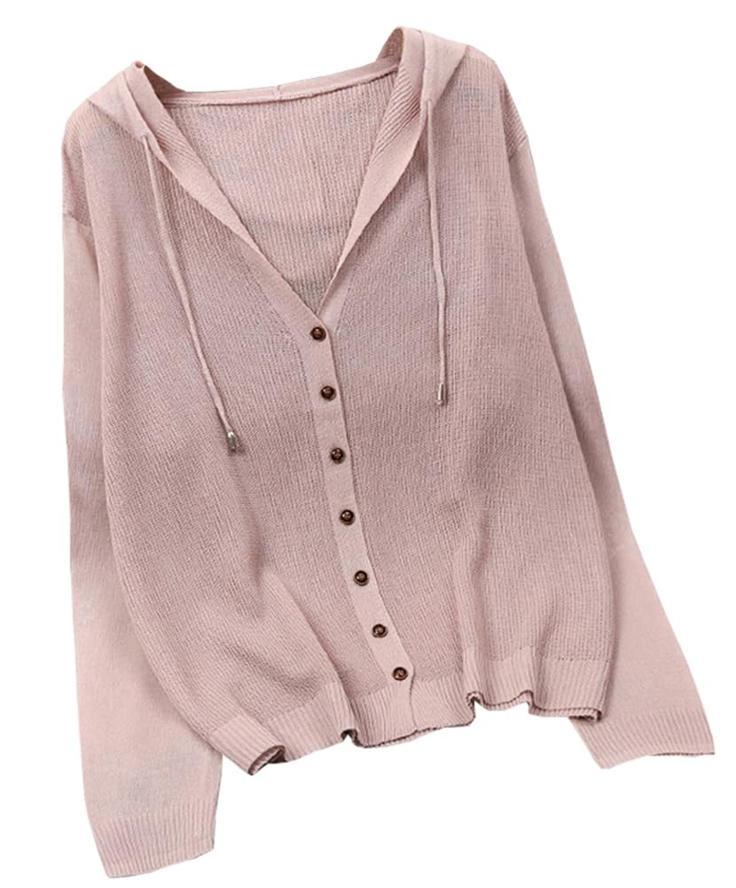 【送料無料】[Fosys] ニット カーディガン レディース 羽織り 薄手 透かし編み 長袖 フード付き 無地 ..