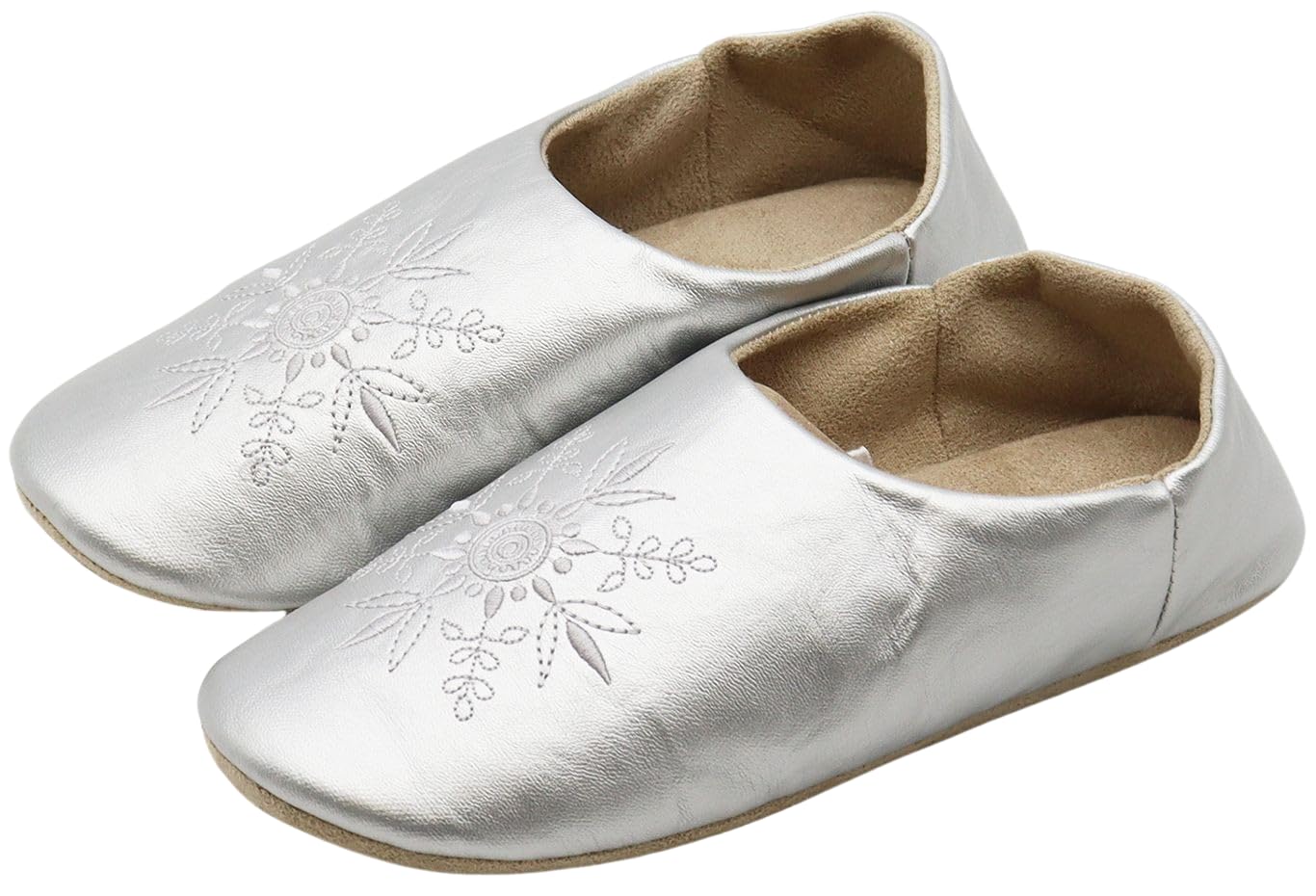 【送料無料】[emptio] [エンプティオ] ぺたんこ 静音 バブーシュ スリッパ 軽量 履きやすい 室内用 ハウススリッパ 色：Lサイズシルバー、サイズ：L