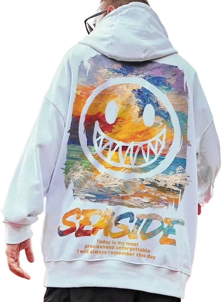 【送料無料】[emptio] [エンプティオ] ニコちゃん バックプリント フリースタイル 長袖 ストリート パーカー アウトドア メンズ 色：スノーホワイト、サイズ：3XL