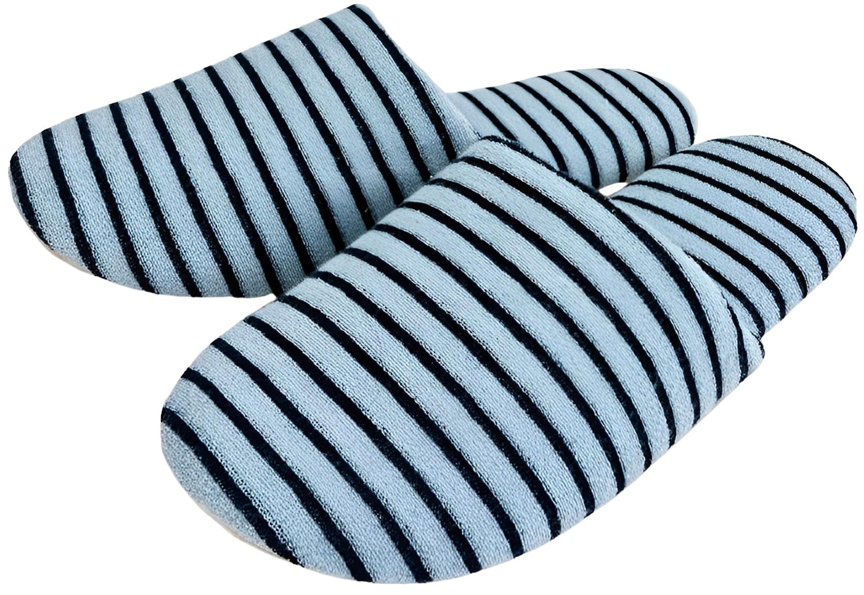 【送料無料】[emptio] [エンプティオ] 部屋用 前閉じ パイル ボーダー スリッパ 洗える 室内 再生繊維 ..